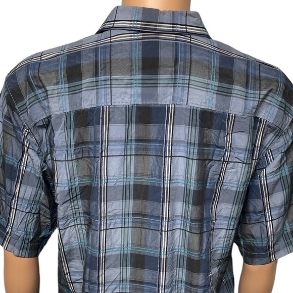 Tommy Bahama Men’s Blue L Silk Check Short Sleeve Button Up Shirt in EUC - Picture 4 of 11